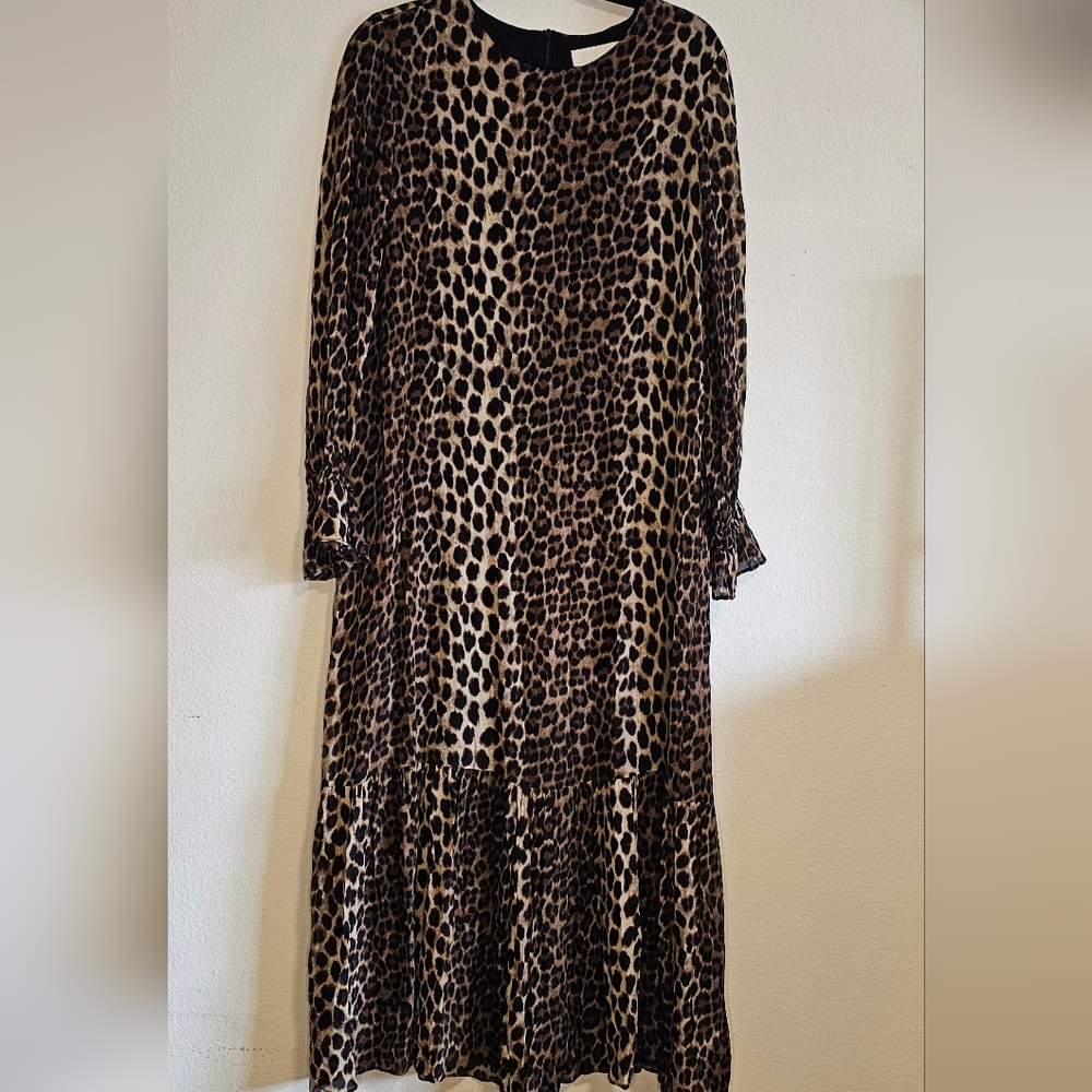 JUST- Leopard Print Rayon Lg. Dress-M